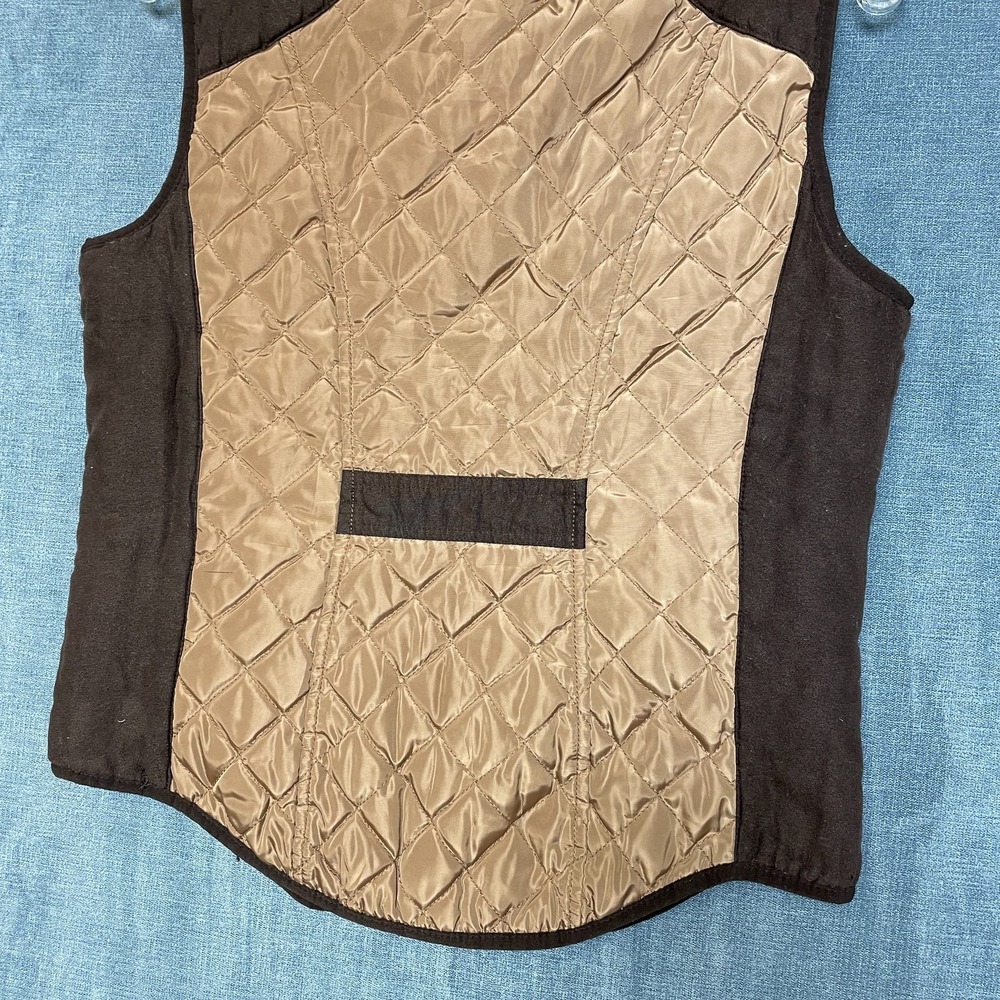 CI Sono Vest Womens Large Brown Quilted Front Zip Mock Neck Sleeveless Outdoor - Picture 10 of 11